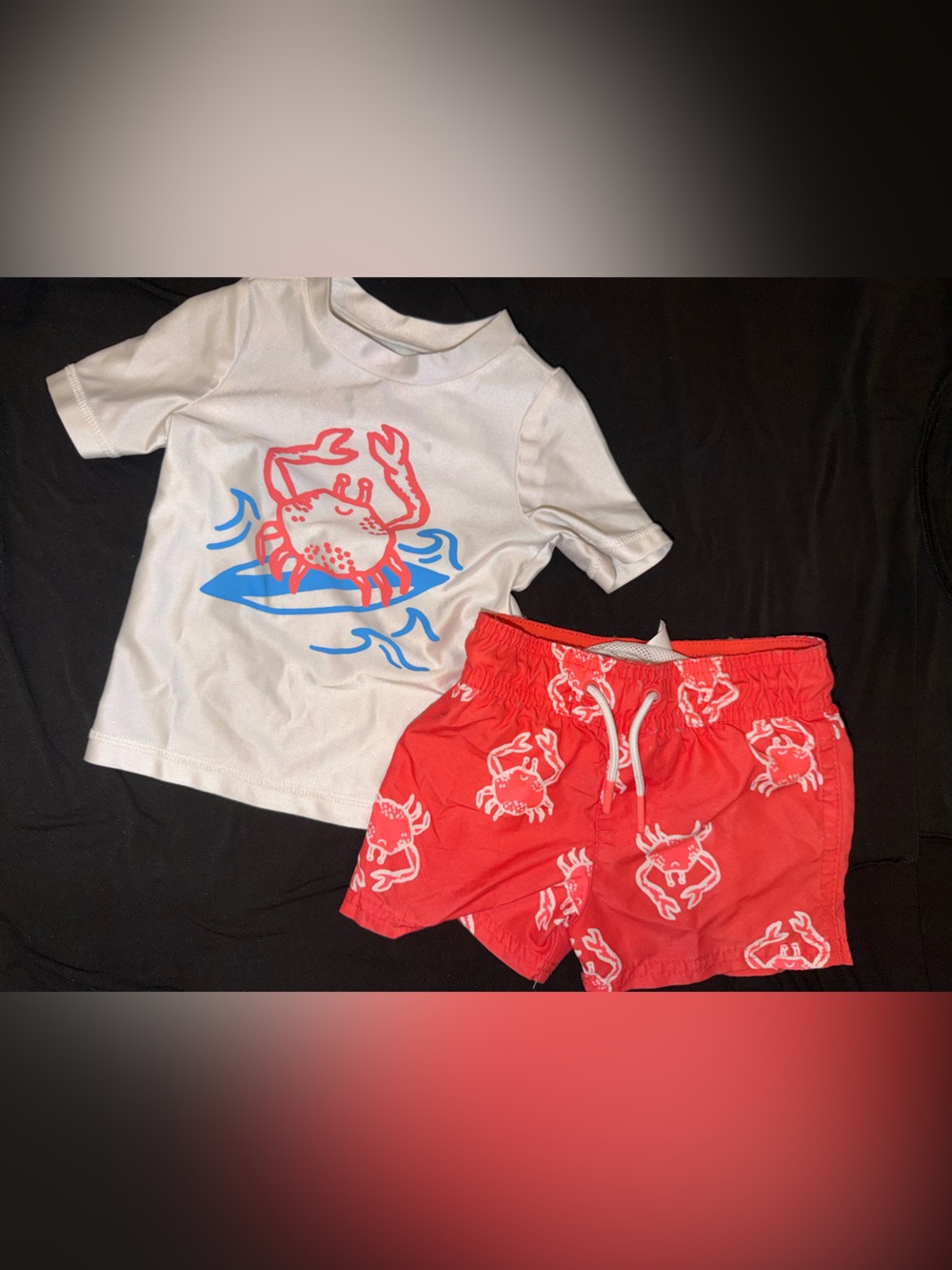 Cat & Jack White Toddler Crab Rash Guard Set